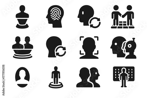 Icon recognition profile vector digital matrix robotic assistant identity ai sync virtual