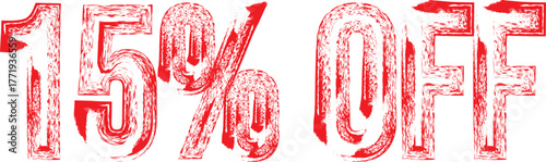 15% OFF Red Grunge Stamp – Discount Label for Sale Promotion