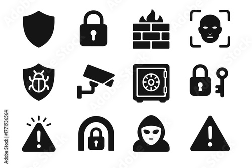 Icon encryption security safe intrusion alert vpn mask icons scan vector warning
