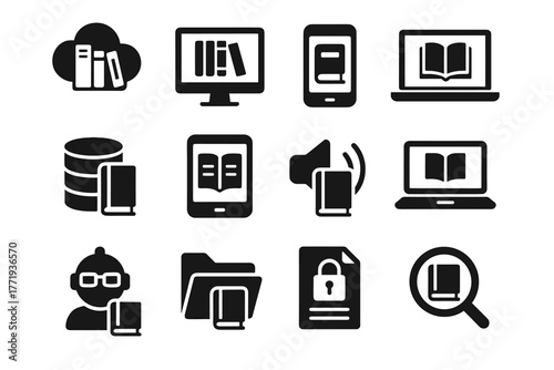 Ai digital book vector library symbol icons data file icon screen app