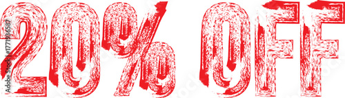 20% OFF Red Grunge Stamp – Discount Label for Sale Promotion