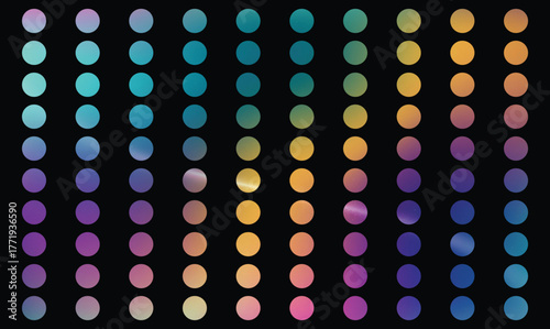 A vibrant background featuring a visually striking arrangement of circular elements in a grid formation, showcasing a rich palette of colors from blue to orange