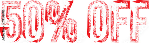 50% OFF Red Grunge Stamp – Discount Label for Sale Promotion