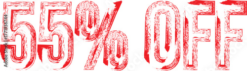 55% OFF Red Grunge Stamp – Discount Label for Sale Promotion