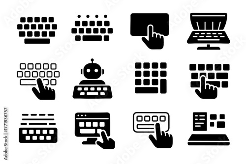 Icons function assistant ai interface futuristic digital icon interaction vector hand keys