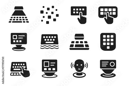 Assistant letters input panel function keyboard vector virtual devices icon hologram futuristic