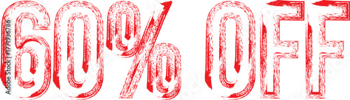 60% OFF Red Grunge Stamp – Discount Label for Sale Promotion