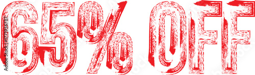 65% OFF Red Grunge Stamp – Discount Label for Sale Promotion