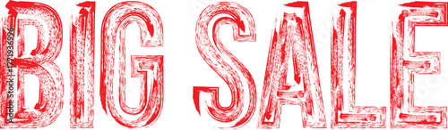 Red Grunge “Big sale” Stamp Label – Sale Promotion Badge on White Background