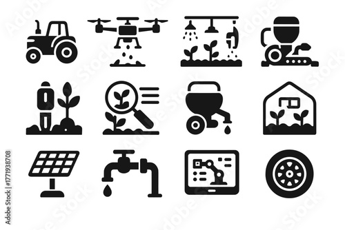 Icon scanner technology drone system crop module sensor agricultural water panel modern