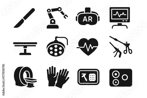 Tool surgical reality icon sensor vector lamp anesthesia patient medical scalpel ar