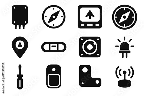 Sensor smart mounting indicator vector transmitter rotation compass pointer calibration icon navigation