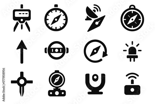 Magnetic compass bracket direction vector level calibration digital display icon transmitter icons