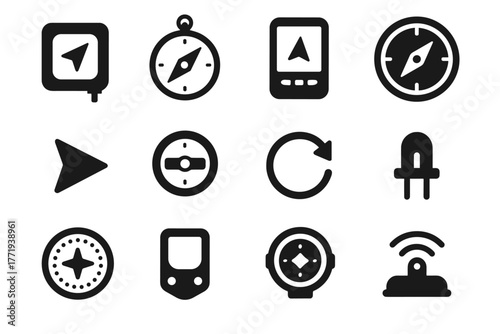 Vector indicator mounting direction collection icon icons navigation digital compass tool level