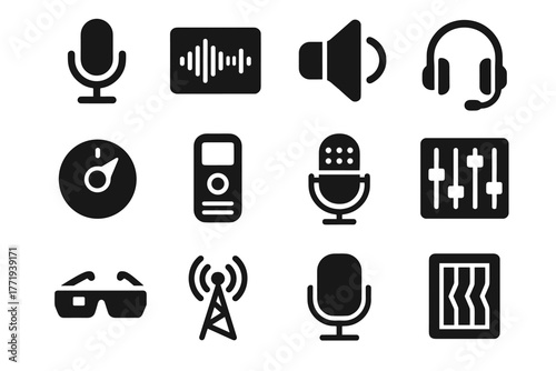 Soundwave filter icon digital transmitter vector control audio led voice microphone