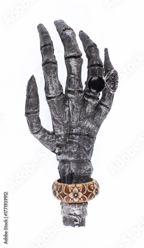 Witch's hand isolated on white background