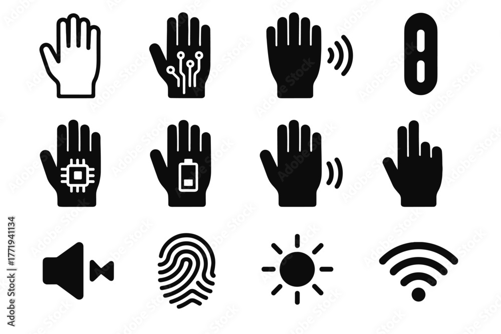 Fototapeta premium Signal vector circuit icon outline connection tech wearable icons control chip symbol