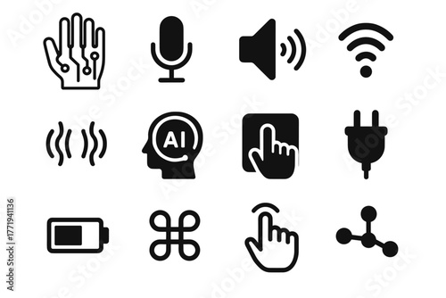 Icon connection plug glove smart signal charging outline indicator head assistant vector