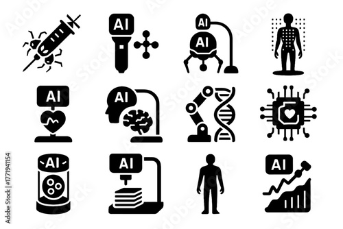 Organ doctor syringe icon body tissue futuristic editor ai bot vector cell