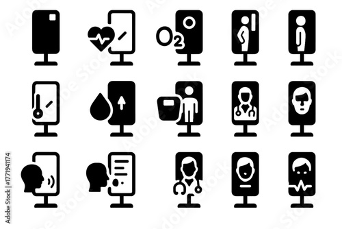 Check mirror body smart health oxygen hydration icon vector report correction