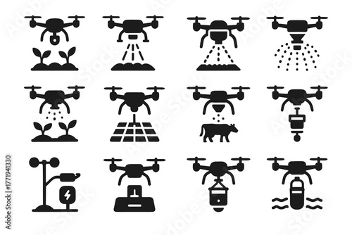 Tracker icon soil water nano drone station vector farming aerial scanner