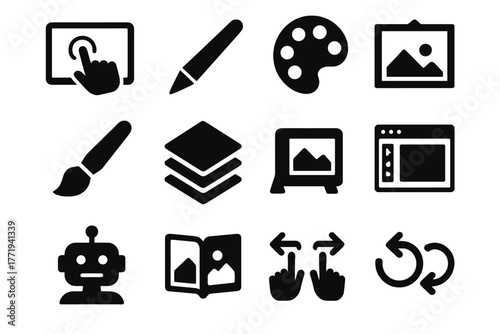 Software palette buttons icon controls sketchbook stylus gesture touchscreen icons canvas digital