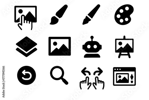 Zoom vector digital ai touchscreen art virtual assistant icon interface drawing