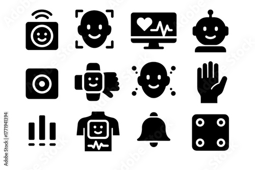 Gesture signal detector camera mood icons notification icon scan wearable vector recognition
