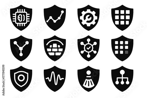 Scan recognition symbol node tile access icon vector protection response ai