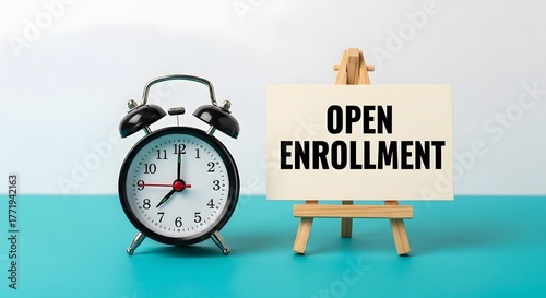 Don't miss open enrollment deadlines shown with a timely vintage clock, use this graphic to prompt your clients to sign up for their benefits now