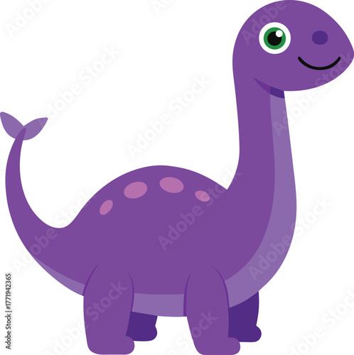 Fototapeta Naklejka Na Ścianę i Meble -  Friendly Purple Dinosaur Simple Cartoon