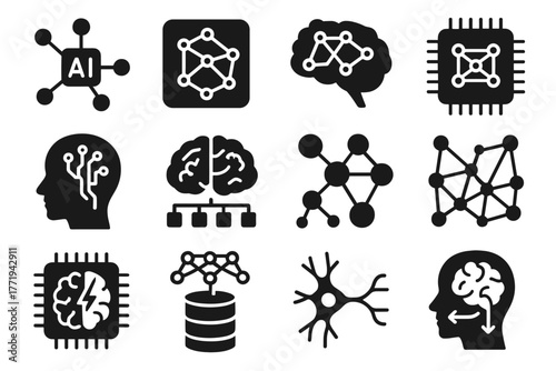 Network ai device chip vector icon deep module core tools cognitive recognition
