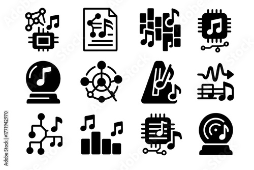 Vector chord neural ai algorithmic composer music chip icon tools generator adaptive