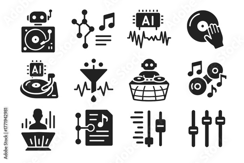 Autonomous creator fader ai track adaptive tools crowd dj generator sound icon