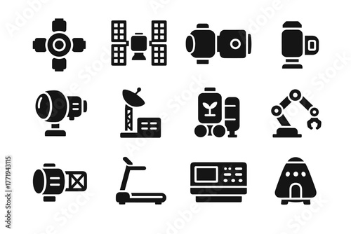 Space deep hub support vector control pod habitat panel icon unit central