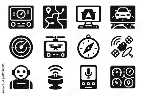 Drone display console vector sensor tracker dashboard ai futuristic hub icon