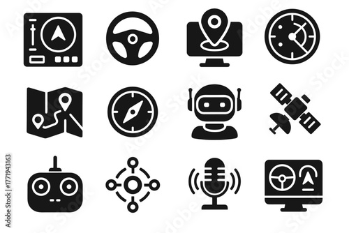 Assistant icons central gps futuristic dashboard system robot vector tracker navigation console