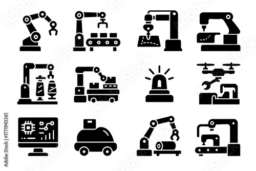 Logistics picker icon drone robot sensor textile icons vector arm robotics robotic
