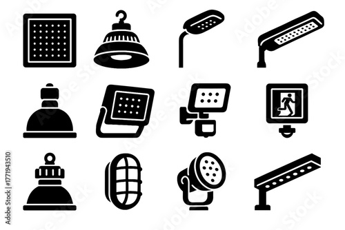 Reflector icon led architectural light spotlight washer lamp eco vector industrial lighting