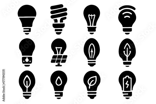 Halogen rechargeable bulb lamp smart vintage friendly vector eco filament fluorescent icon