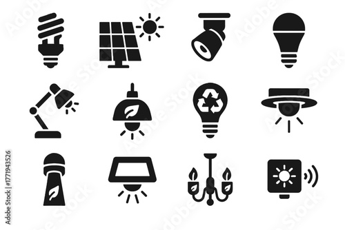 Vector sensor adjustable unit lighting wall efficient diffuser icons panel sustainable icon