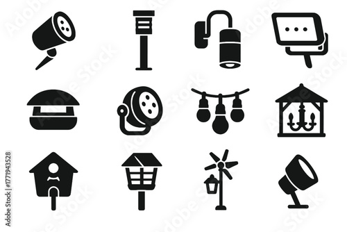 Wall outdoor chandelier vector solar patio eco driveway fence bollard icon lighting