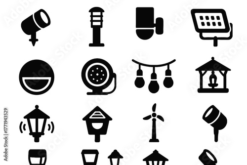 Pool icon solar floodlight vector light yard outdoor lamp lighting step eco