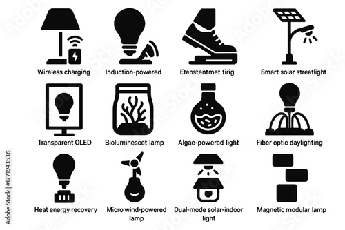 Innovative light energy kinetic lighting eco step icon charging vector daylighting lamp
