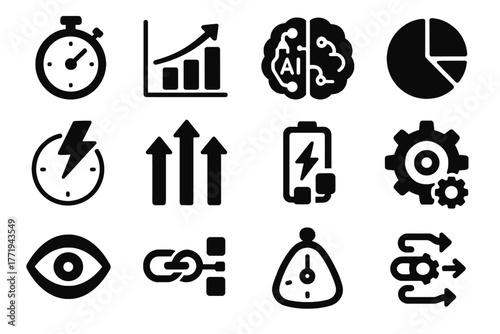 Quick icon chart stopwatch chain time vector process efficiency pie smart optimization