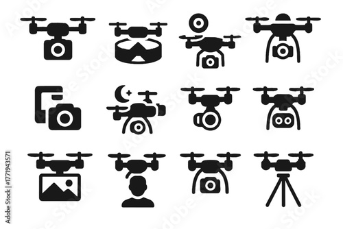 Icon photography tripod icons capture drone night cinematic selfie landscape vector panorama