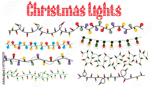 christmas lights, christmas light vector, christmas decoration, holiday lights, xmas lights