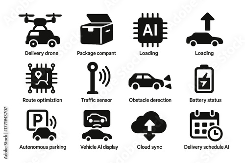 Obstacle traffic icon vector autonomous status icons indicator compartment interface optimization vehicle