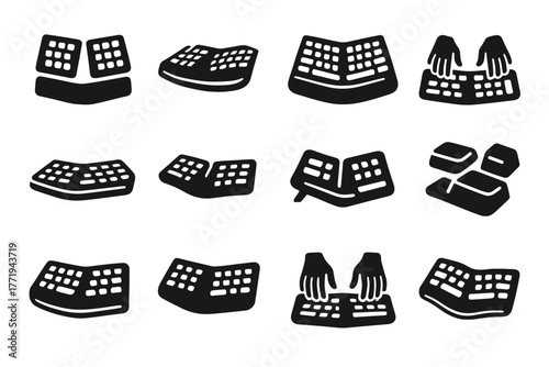 Icon keyboard layout ergonomic smooth keys responsive vector split wrist icons curved