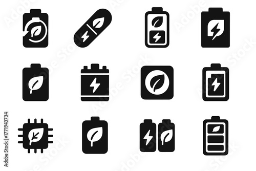 Source bio capsule battery cell icon vector management storage energy icons sustainable